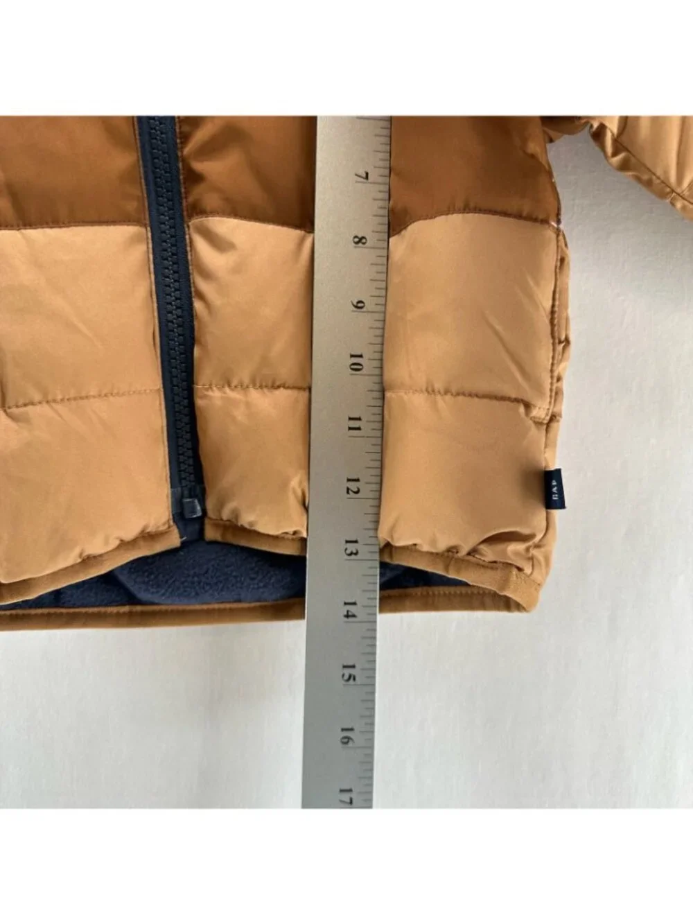 BabyGap ColdControl Colorblock Puffer Jacket Boys 12-18M Hood Fleece Brown Navy